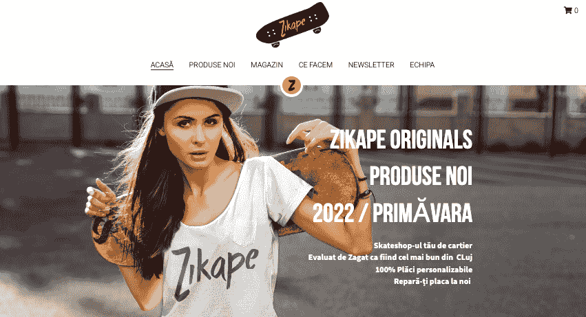 Șablonul de site Zikape de la Strikingly