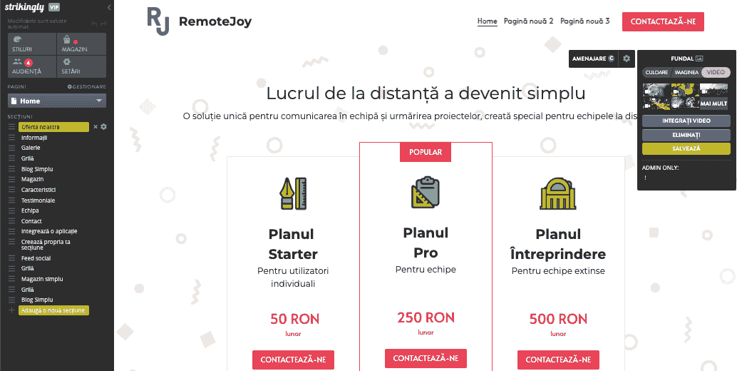 Editor de site-uri Strikingly