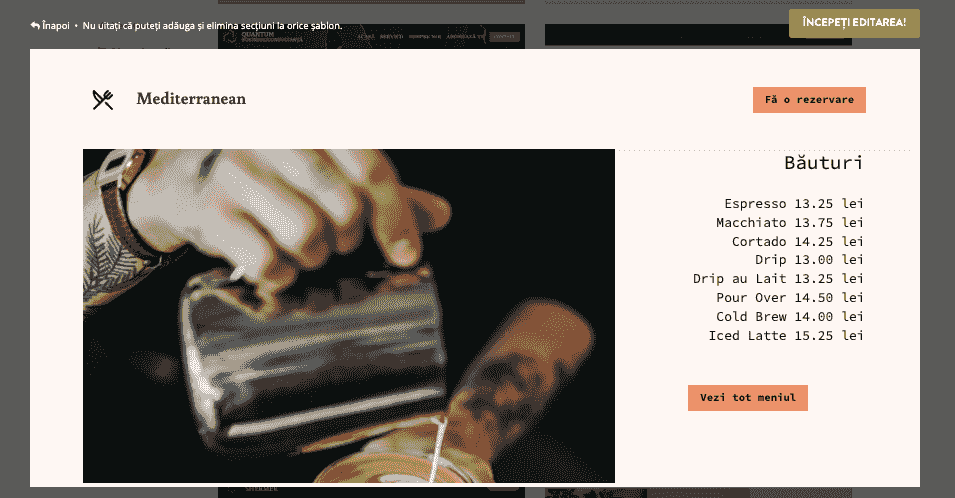 Cum poate Strikingly să ajute la marketingul restaurantelor - Meniu online și informații