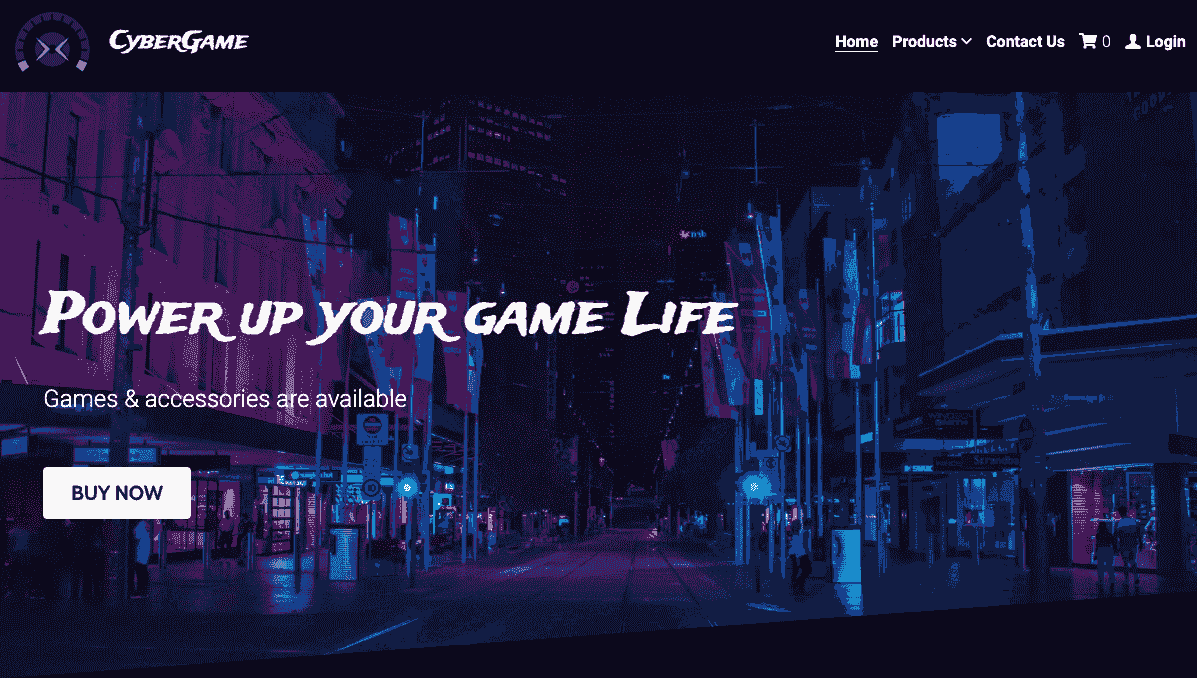 CyberGame Szablon od Strikingly