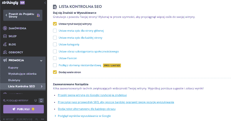 Jak Strikingly może pomóc w marketingu restauracji - optymalizacja SEO