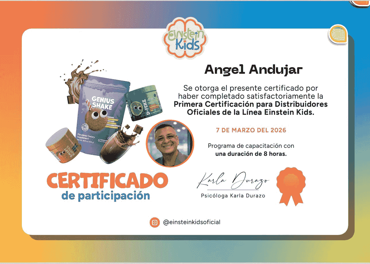Join us to discover how a comprehensive approach can enhance the cognitive and emotional development of children. Boost the learning and creativity of your child An educational and nutritional approach designed to support the cognitive and emotional development of children.
Line 2
Inspired by child development methodologies used by specialists in psychology, nutrition, and well-being.
3️⃣ COLORS OF THE LANDING
To look professional and trustworthy.
Main blue
#1E3A8A
Bright blue
#2563EB
Creativity yellow
#FBBF24
Clean white
#FFFFFF
Text gray
#374151
This communicates:
intelligence
science
childhood
trust
4️⃣ STRUCTURE OF THE OFFICIAL LANDING (COVER)
This does NOT have representatives.
HERO
Title
Awaken your child's extraordinary potential
Subtitle
Einstein Kids is an educational and nutritional approach designed to support the cognitive, emotional, and creative development of children.
Button:
Learn about the program Join us to discover how a comprehensive approach can enhance the cognitive and emotional development of children. Boost the learning and creativity of your child An educational and nutritional approach designed to support the cognitive and emotional development of children.
Line 2
Inspired by child development methodologies used by specialists in psychology, nutrition, and well-being.
3️⃣ COLORS OF THE LANDING
To look professional and trustworthy.
Main blue
#1E3A8A
Bright blue
#2563EB
Creativity yellow
#FBBF24
Clean white
#FFFFFF
Text gray
#374151
This communicates:
intelligence
science
childhood
trust
4️⃣ STRUCTURE OF THE OFFICIAL LANDING (COVER)
This does NOT have representatives.
HERO
Title
Awaken your child's extraordinary potential
Subtitle
Einstein Kids is an educational and nutritional approach designed to support the cognitive, emotional, and creative development of children.
Button:
Learn about the program