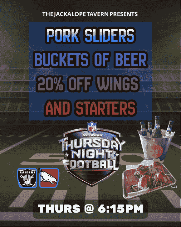 thursday night football, events, the jackalope tavern, aurora, co thursday night football, events, the jackalope tavern, aurora, co