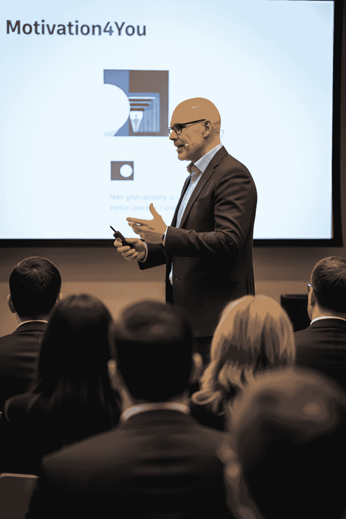 Johannus M.W. Demers presenting to a professional audience, gesturing expressively before a large screen — reflecting the human development and leadership background that shaped the Unreal Aura Intelligence project Johannus M.W. Demers presenting to a professional audience, gesturing expressively before a large screen — reflecting the human development and leadership background that shaped the Unreal Aura Intelligence project