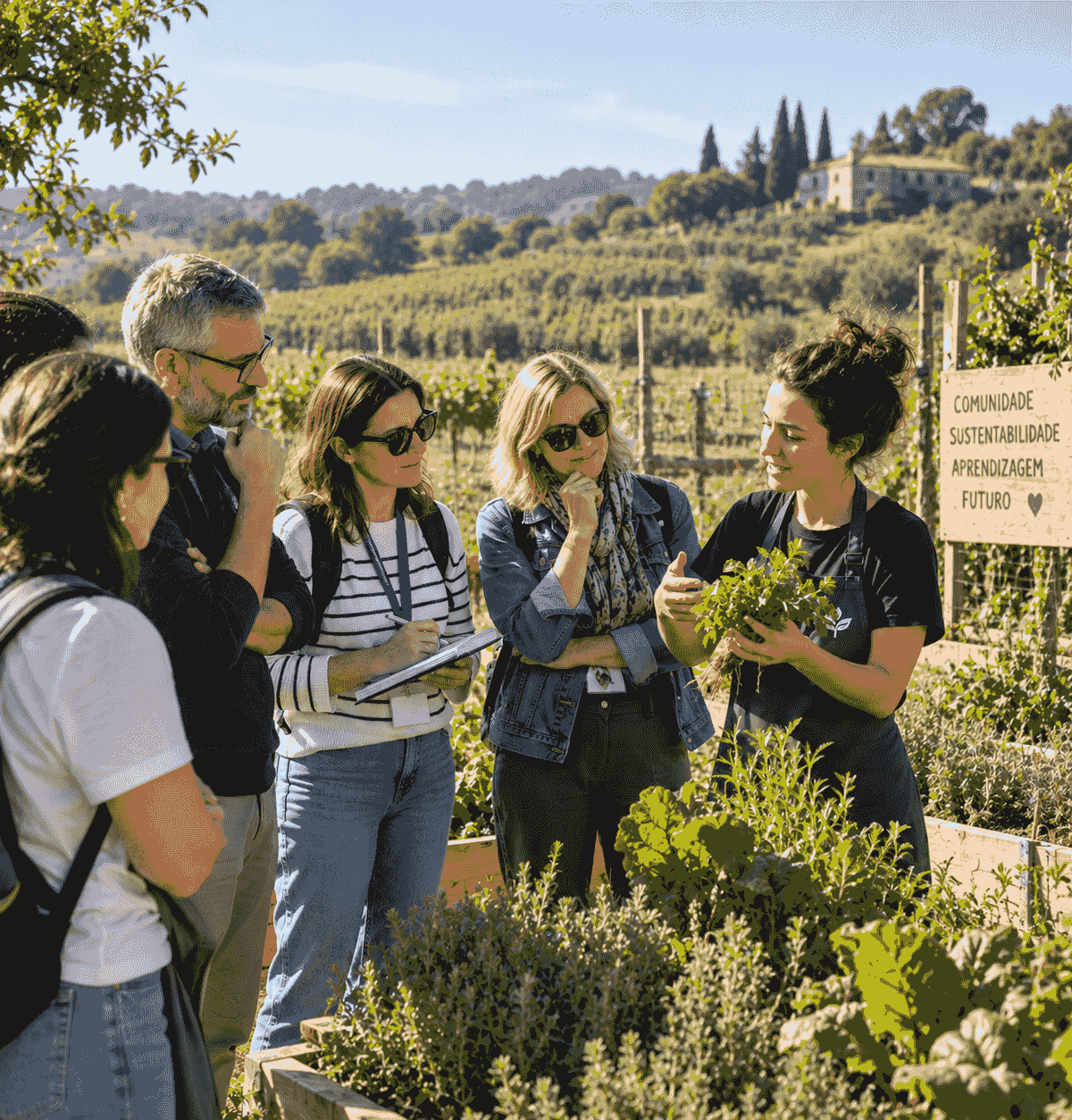 Adult education participants learning about sustainable practices during an international mobility experience. Adult education participants learning about sustainable practices during an international mobility experience.