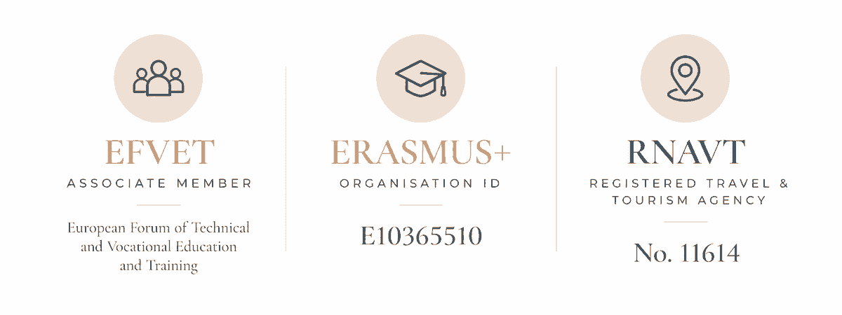 EASIS Bridge credentials: EfVET Associate Member, Erasmus+ Organisation ID E10365510 and RNAVT registered travel and tourism agency No. 11614 EASIS Bridge credentials: EfVET Associate Member, Erasmus+ Organisation ID E10365510 and RNAVT registered travel and tourism agency No. 11614