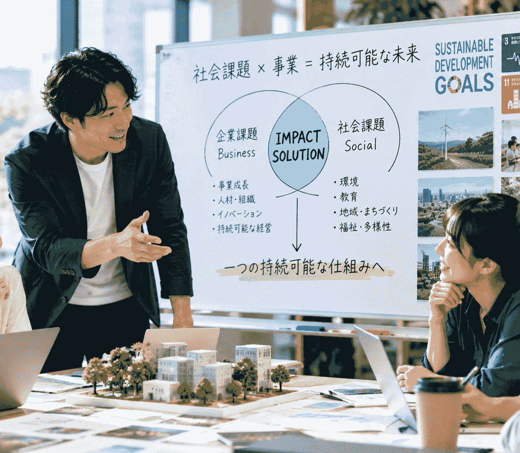 We will continue to provide a stage where challenges can be pursued, and establish the system to support long-term growth and regional prosperity. We will create value that continues to the next generation. Sustainable system creation Our company's mission and vision Find the potential sleeping in people, companies, and regions, connect the necessary people, companies, regions, systems, wisdom, and AI, and create a stage for challenges and a mechanism for it to continue. We will continue to provide a stage where challenges can be pursued, and establish the system to support long-term growth and regional prosperity. We will create value that continues to the next generation. Sustainable system creation Our company's mission and vision Find the potential sleeping in people, companies, and regions, connect the necessary people, companies, regions, systems, wisdom, and AI, and create a stage for challenges and a mechanism for it to continue.