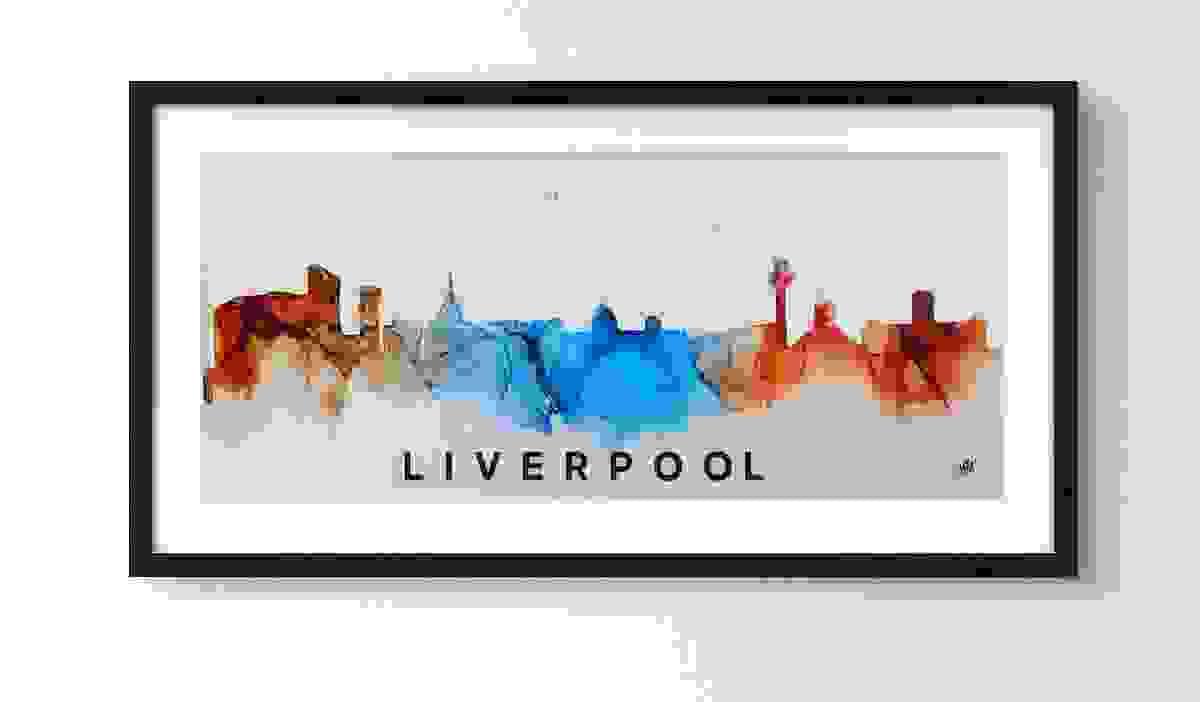 Liverpool Skyline - Original alcohol ink art by Andrea Dell