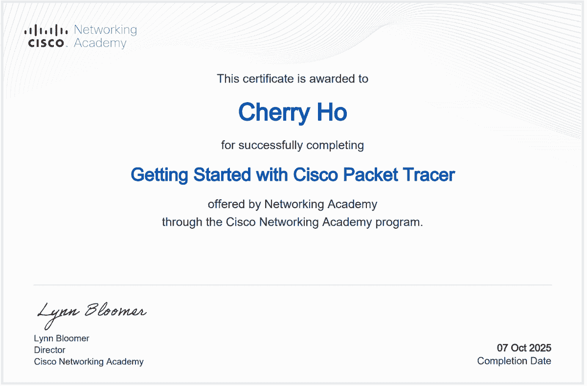 Ho Lai Tan Cherry, Cherry Ho, Getting Started with Cisco Packet Tracer, 94779996 Ho Lai Tan Cherry, Cherry Ho, Getting Started with Cisco Packet Tracer, 94779996