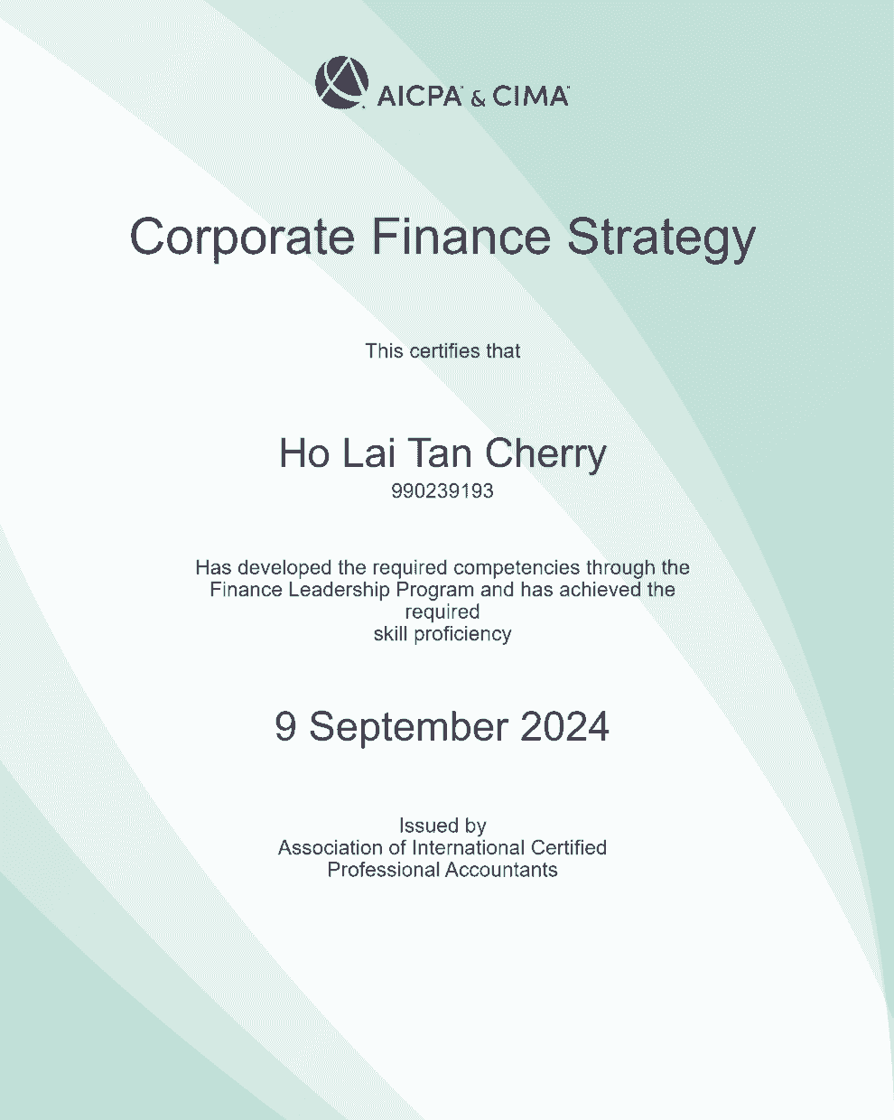 Ho Lai Tan Cherry, Cherry Ho, CIMA Corporate Finance Strategy, 94779996 Ho Lai Tan Cherry, Cherry Ho, CIMA Corporate Finance Strategy, 94779996
