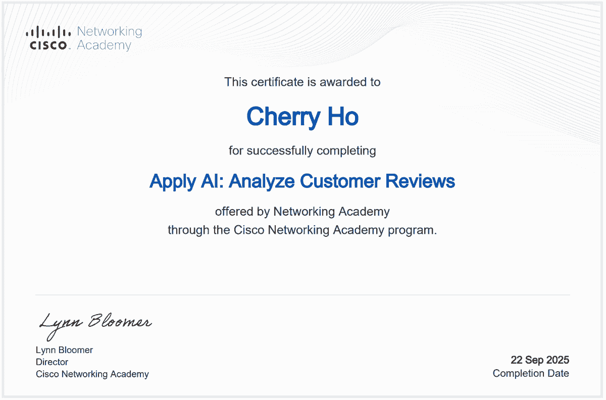 Ho Lai Tan Cherry, Cherry Ho, Apply AI Analyze Customer Reviews, 94779996 Ho Lai Tan Cherry, Cherry Ho, Apply AI Analyze Customer Reviews, 94779996