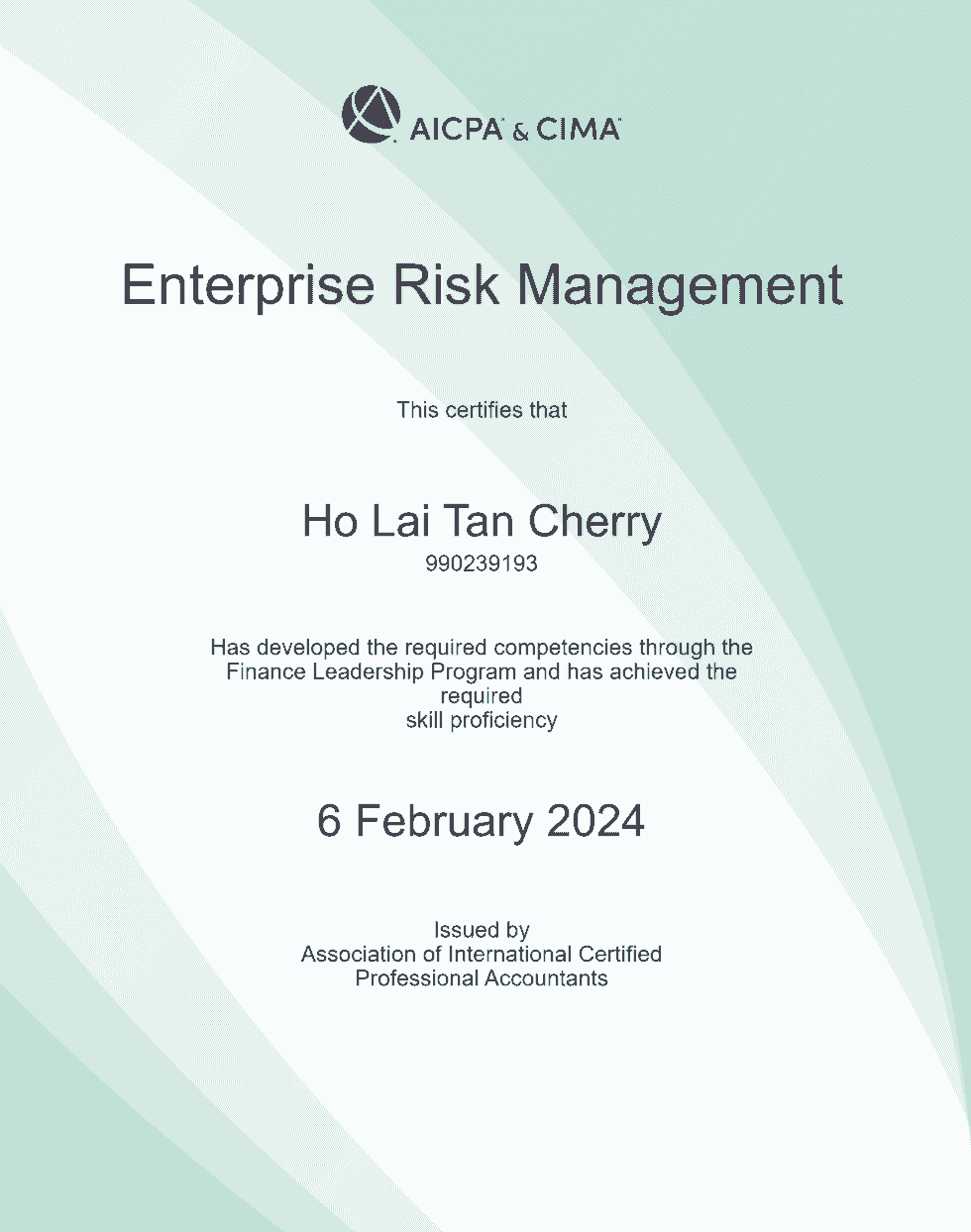 Ho Lai Tan Cherry, Cherry Ho, Enterprise Risk Management, CIMA, 94779996 Ho Lai Tan Cherry, Cherry Ho, Enterprise Risk Management, CIMA, 94779996