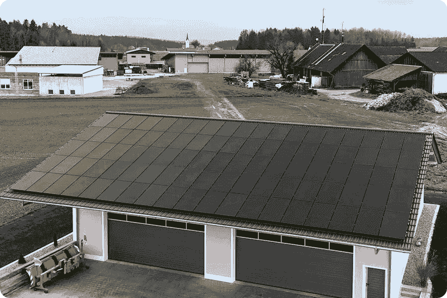 Projet sur toiture industrielle en Allemagne utilisant 190 modules Twisun Pro 450W, pour une puissance totale de 85,5 kWp.