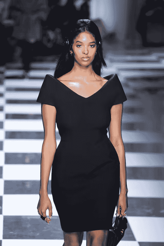 Natalia Bryant walks the runway at the Versace fashion show during the Milan Fashion Week Womenswear Spring/Summer 2024 on September 22, 2023 in Milan, Italy.
