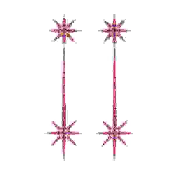 Tsar Star Blaze Studs and Drops earrings in 14k yellow gold with 1.63 cts. t.w. pink sapphires, $9,256; Robinson Pelham