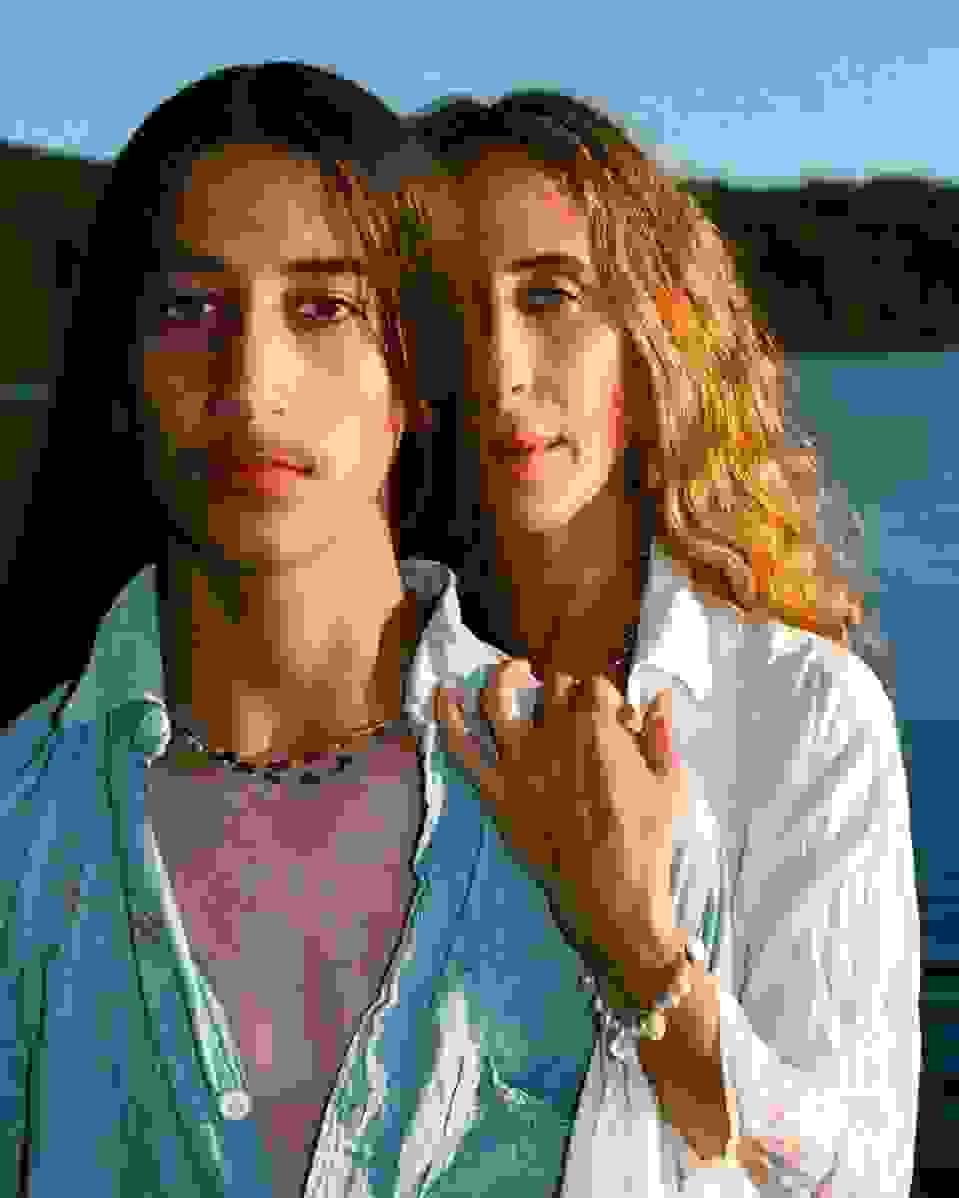 Mara Hoffman and her son Joaquin model in the new Presley Oldham jewelry campaign.