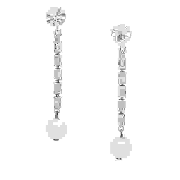 Jacqueline Kennedy’s earclips with simulated diamond–set chains and simulated pearl drops, estimate $13,000–$20,000