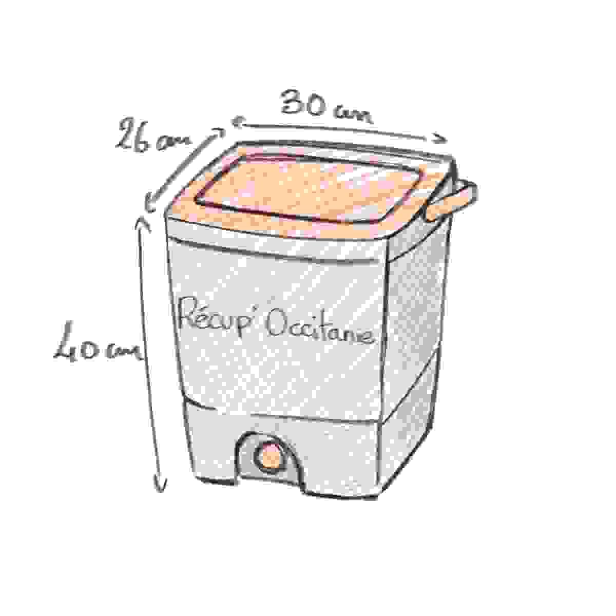 Un seau bokashi et ses mesures Un seau bokashi et ses mesures