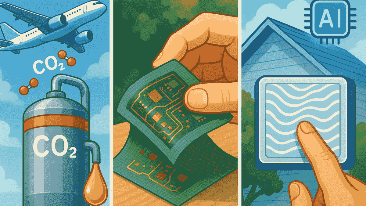From Pollution To Progress: CO2 Jet Fuel, Biodegradable Tech, And AI-Engineered Cooling Materials