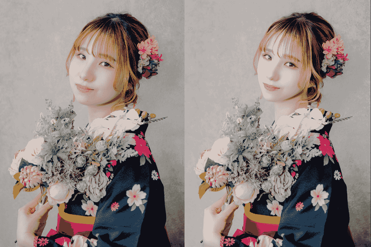 一般的な仕上げと美肌加工の違い 一般的な仕上げと美肌加工の違い