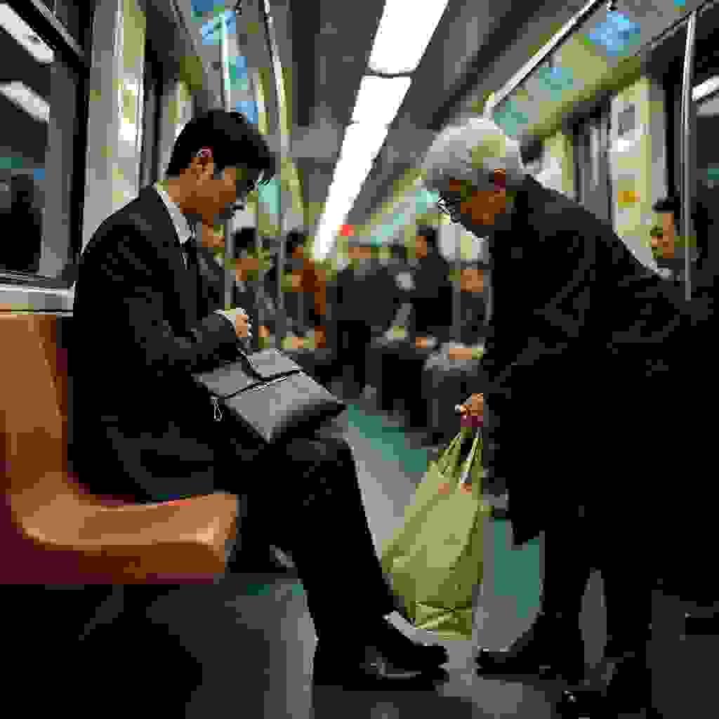 事件行銷案例：台北捷運車廂內優先席與三宅一生精品包示意圖