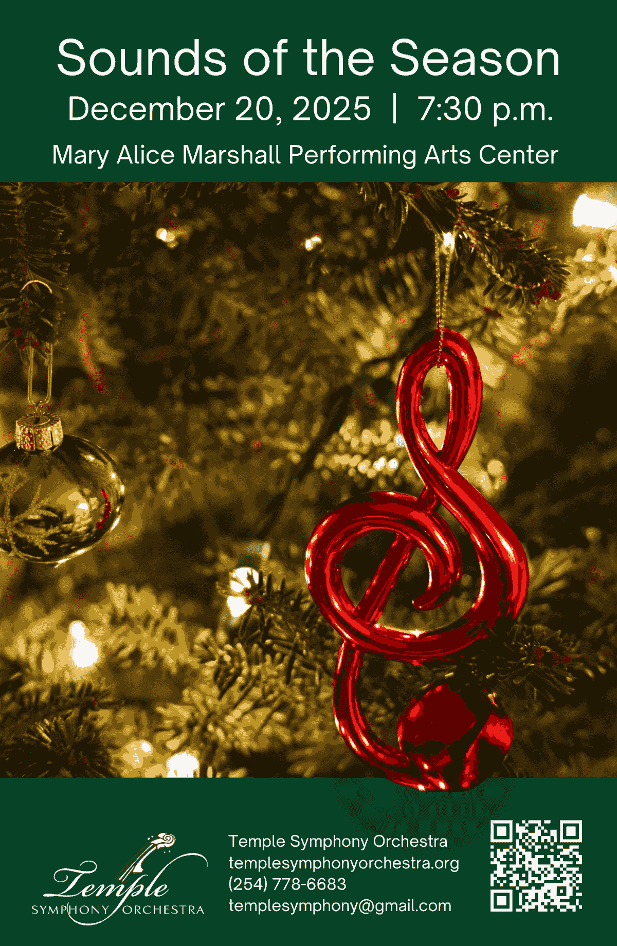 Temple Symphony Orchestra Dec 20, 2025 Holiday Concert