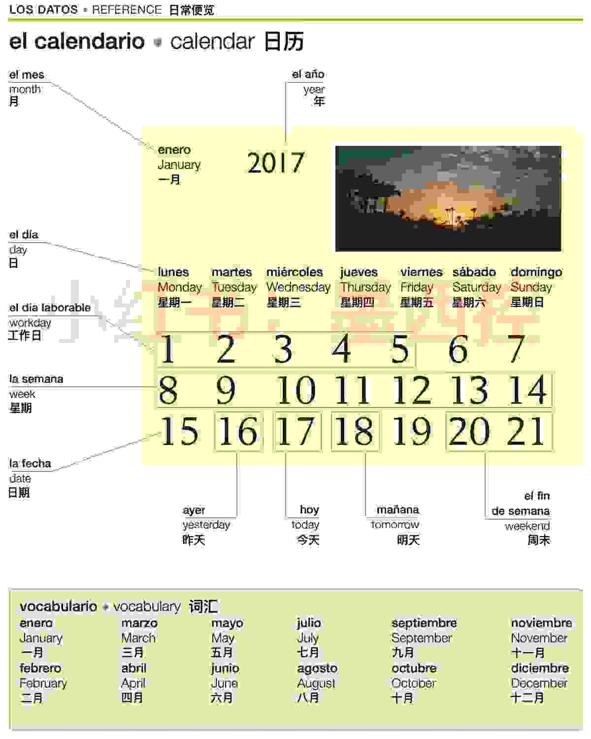 日历。