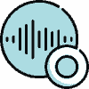 Microphone icon symbolizing studio or remote audio recording, voiceover capture, and session direction. Microphone icon symbolizing studio or remote audio recording, voiceover capture, and session direction.