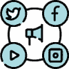 Icon of a megaphone representing digital marketing and content promotion services Icon of a megaphone representing digital marketing and content promotion services
