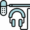 Icon of a microphone and sound wave, symbolizing audio recording and mixing. Icon of a microphone and sound wave, symbolizing audio recording and mixing.