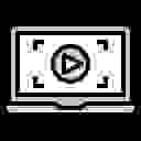 Icon of a film camera, illustrating the filming or content sourcing process. Icon of a film camera, illustrating the filming or content sourcing process.