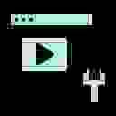 Icon of a video file and analytics graph representing delivery and performance optimization. Icon of a video file and analytics graph representing delivery and performance optimization.
