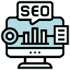 Search icon representing SEO-optimized site structure from day one Search icon representing SEO-optimized site structure from day one