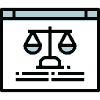 Icon of a laptop screen showing a legal website layout Icon of a laptop screen showing a legal website layout