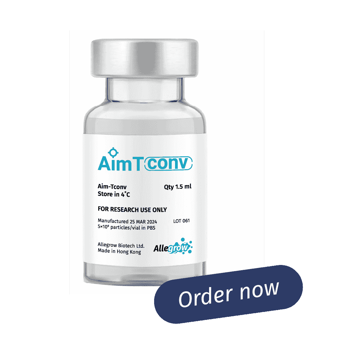 Vial of Aim-Tconv with the "Order now" label