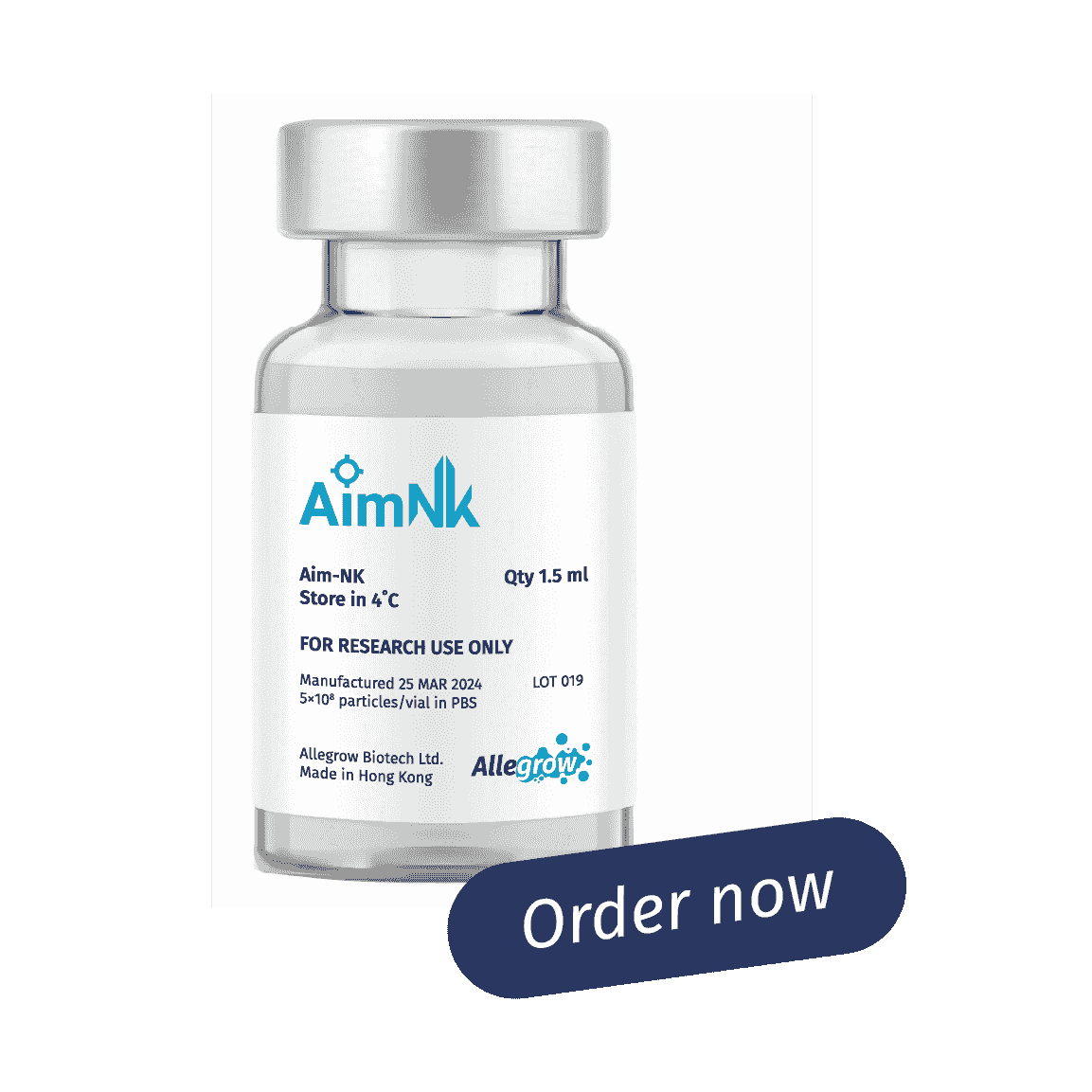 Vial of Aim-NK with the "Order now" label