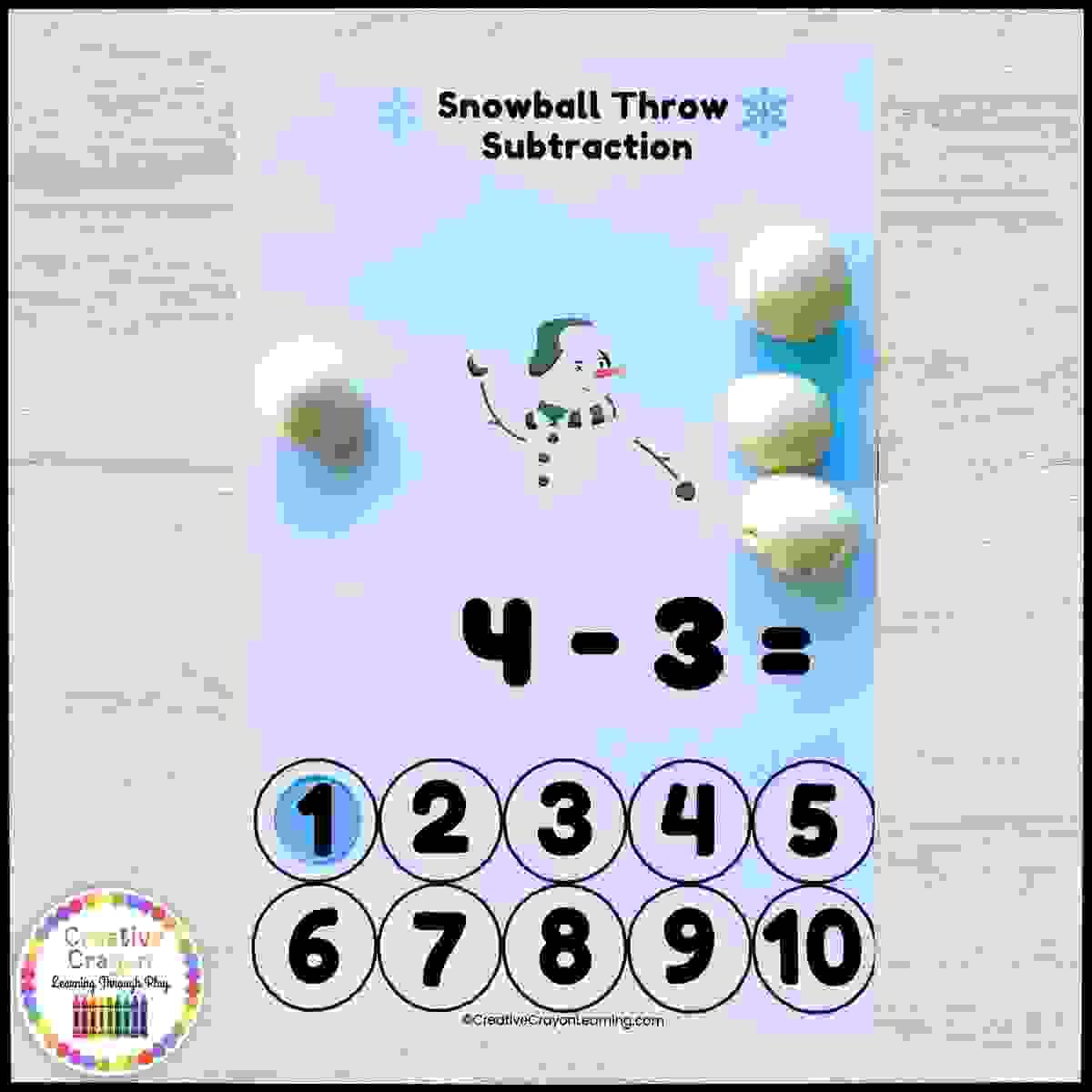 Kindergarten subtraction activity involving Playdough snowballs and interactive problem-solving