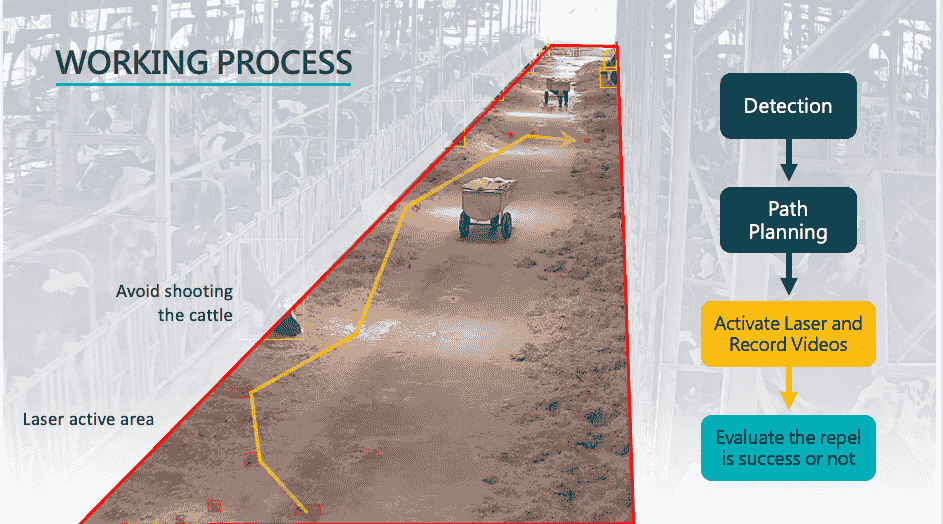 An workflow infographic to show how iChase’s bird laser works. An workflow infographic to show how iChase’s bird laser works.
