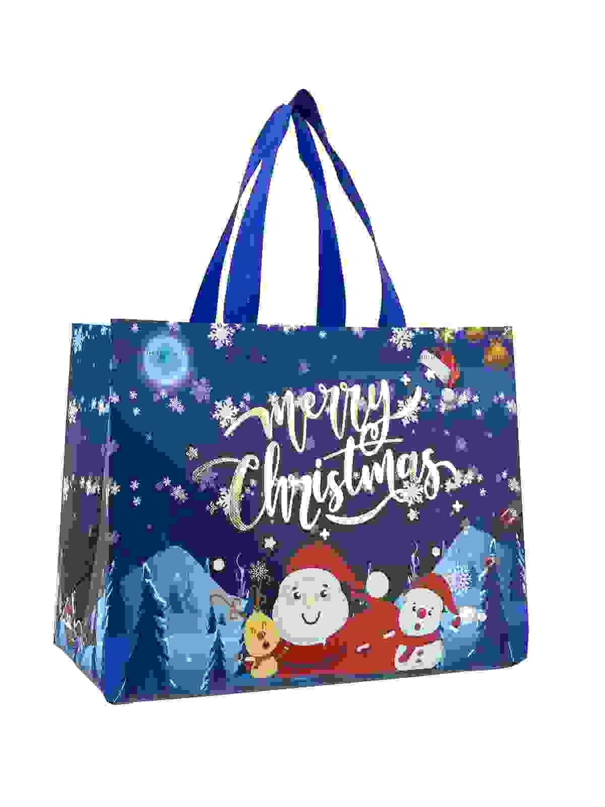 Christmas Eco-Friendly Reusable Ultrasonic Matte Laminated Non-Woven Shopping Tote Bag