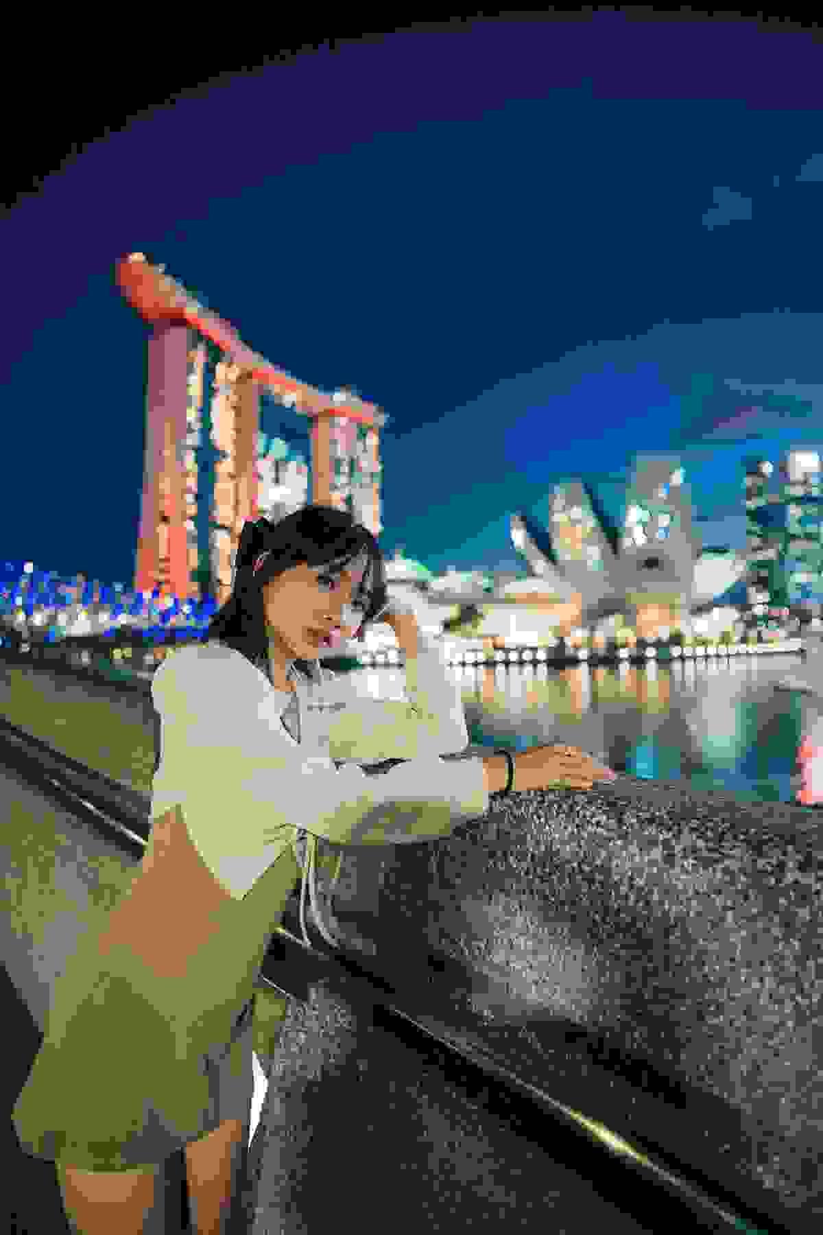 Marina Bay Sands Night portrait photoshoot on Helix Bridge