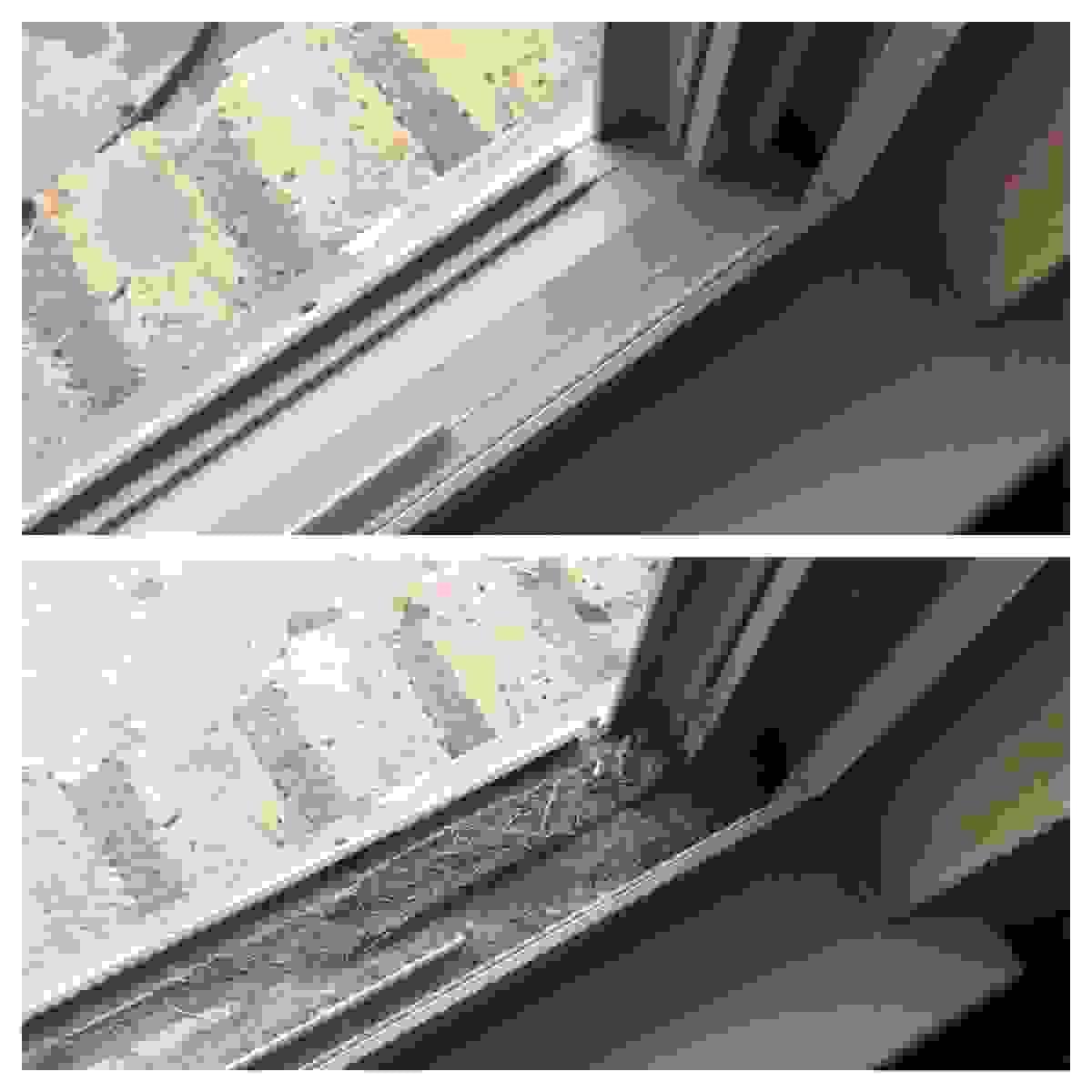 Before and After of window sill and track cleaning in Mansfield TX Before and After of window sill and track cleaning in Mansfield TX