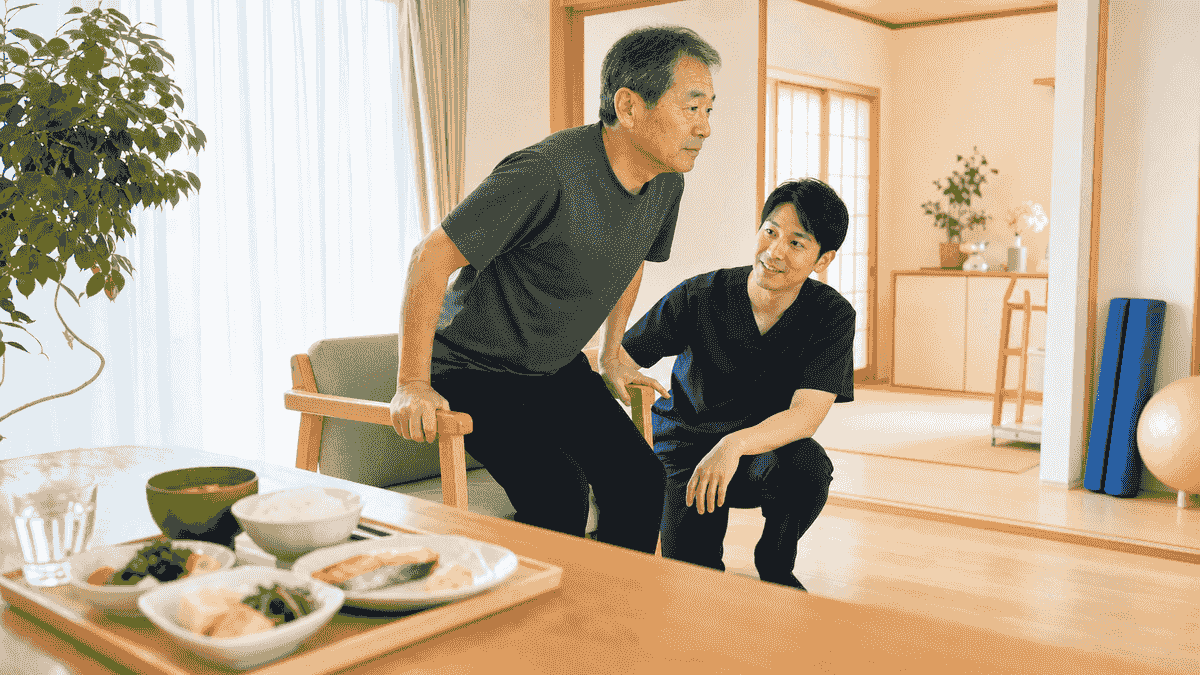運動観察療法を自宅自費訪問リハビリで行っている画像 運動観察療法を自宅自費訪問リハビリで行っている画像
