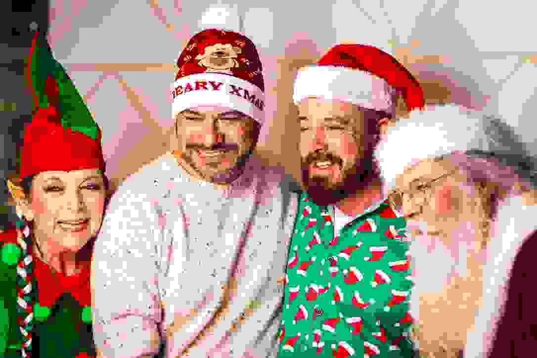 Dallas Founder Lions President Jeff Strater and member Felix Gayta with Santa and Holly Jolly Elf at Dallas Founder Lions Beers with Santa Dallas Founder Lions President Jeff Strater and member Felix Gayta with Santa and Holly Jolly Elf at Dallas Founder Lions Beers with Santa