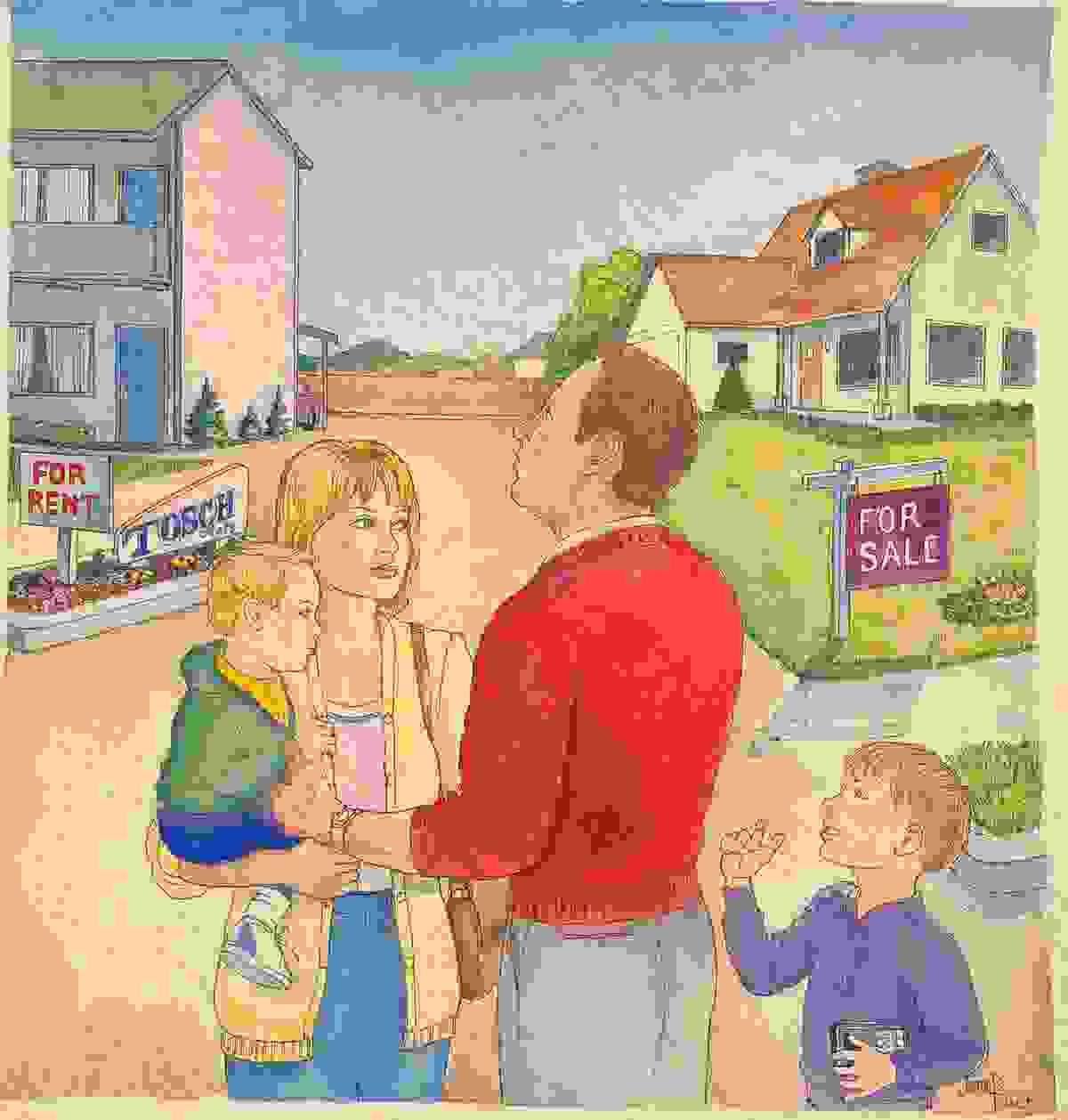 THIS FAMILY WATERCOLOR ILLUSTRATION COULD BE USE FOR REAL ESTATE STORY OR ADVERTISING. THIS FAMILY WATERCOLOR ILLUSTRATION COULD BE USE FOR REAL ESTATE STORY OR ADVERTISING.