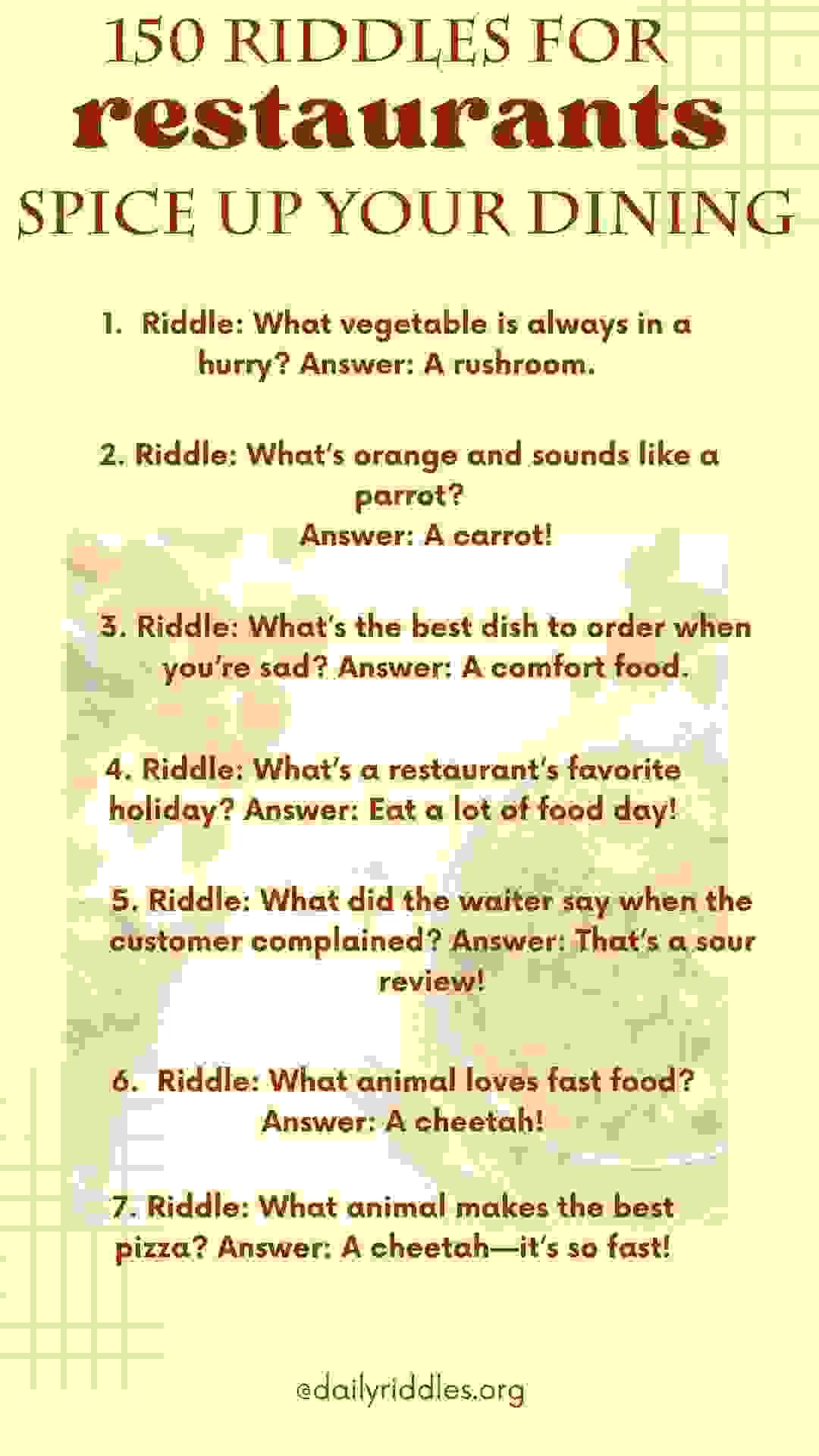 150 Riddles for Restaurants: SpiceUp Your Dining Experi...