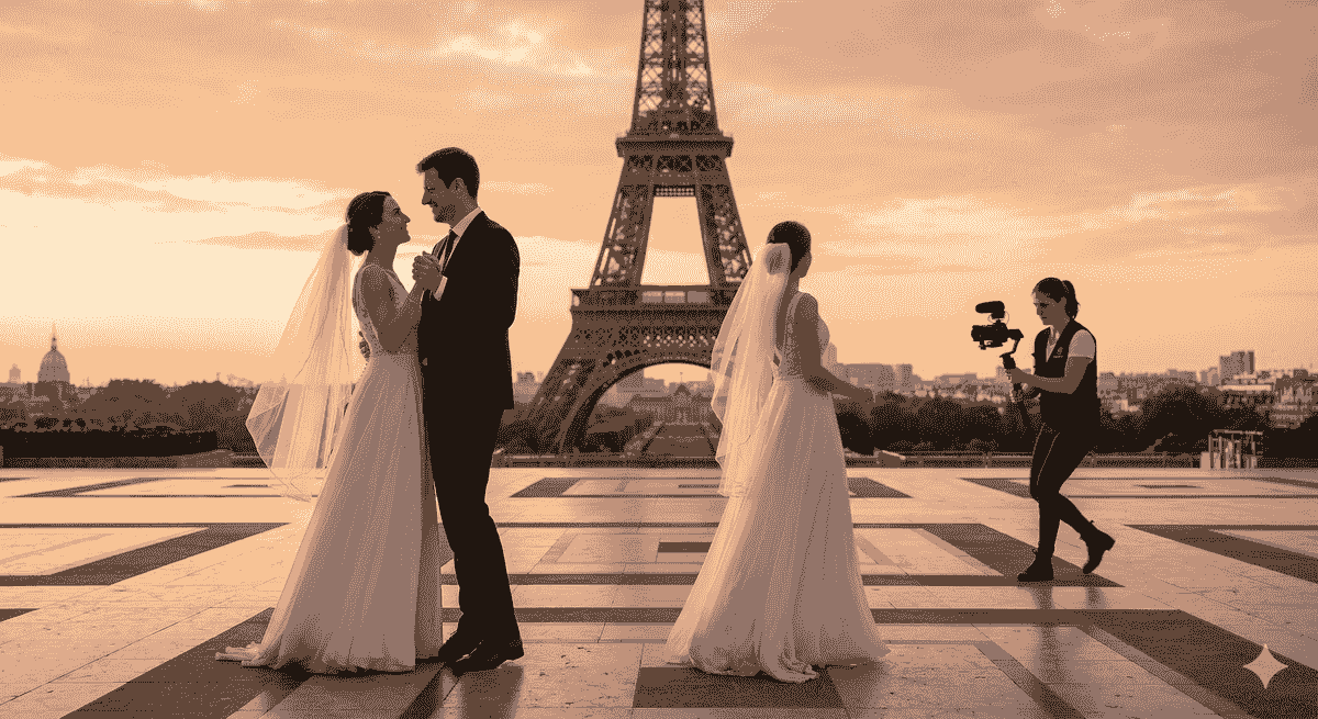séquence couple Trocadéro golden hour séquence couple Trocadéro golden hour