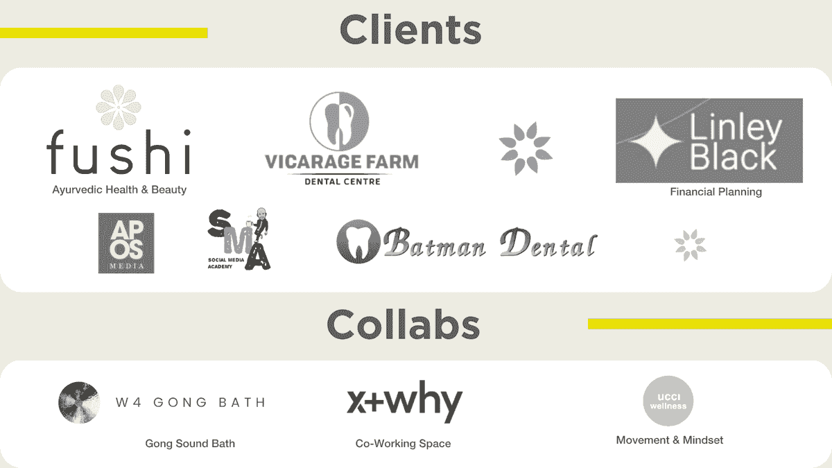 Feng Shui clients and collabs with Reeta Vaya: Fushi, Vicarage Farm Dental, Linley Black, W4 Gong Bath, and x+why. Feng Shui clients and collabs with Reeta Vaya: Fushi, Vicarage Farm Dental, Linley Black, W4 Gong Bath, and x+why.