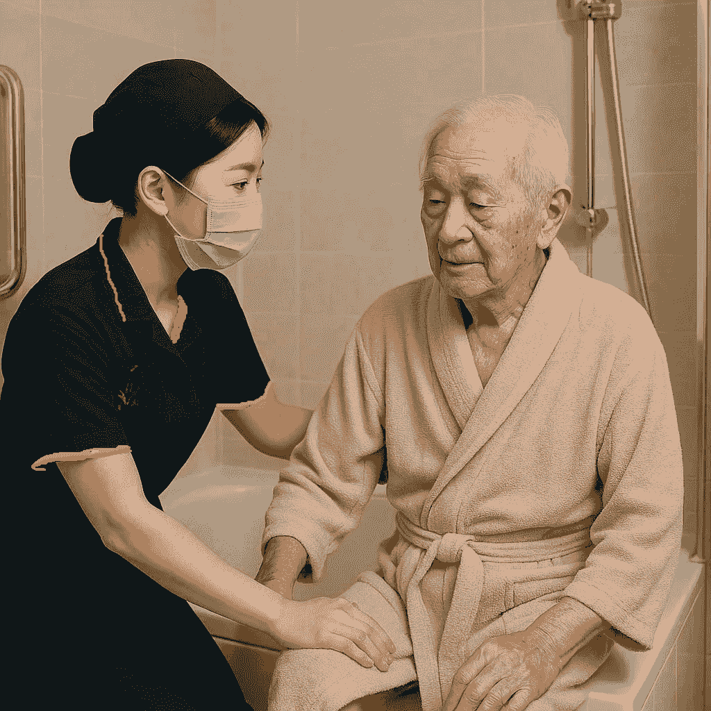 楊梅冠冕長照居服員準備協助長者沐浴 | 楊梅長照、新屋長照服務 楊梅冠冕長照居服員準備協助長者沐浴 | 楊梅長照、新屋長照服務