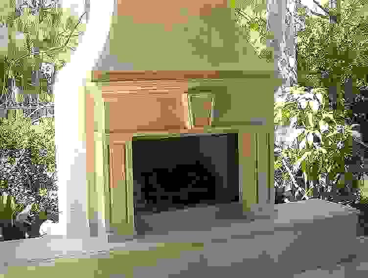 Concrete fireplace mantel hearth