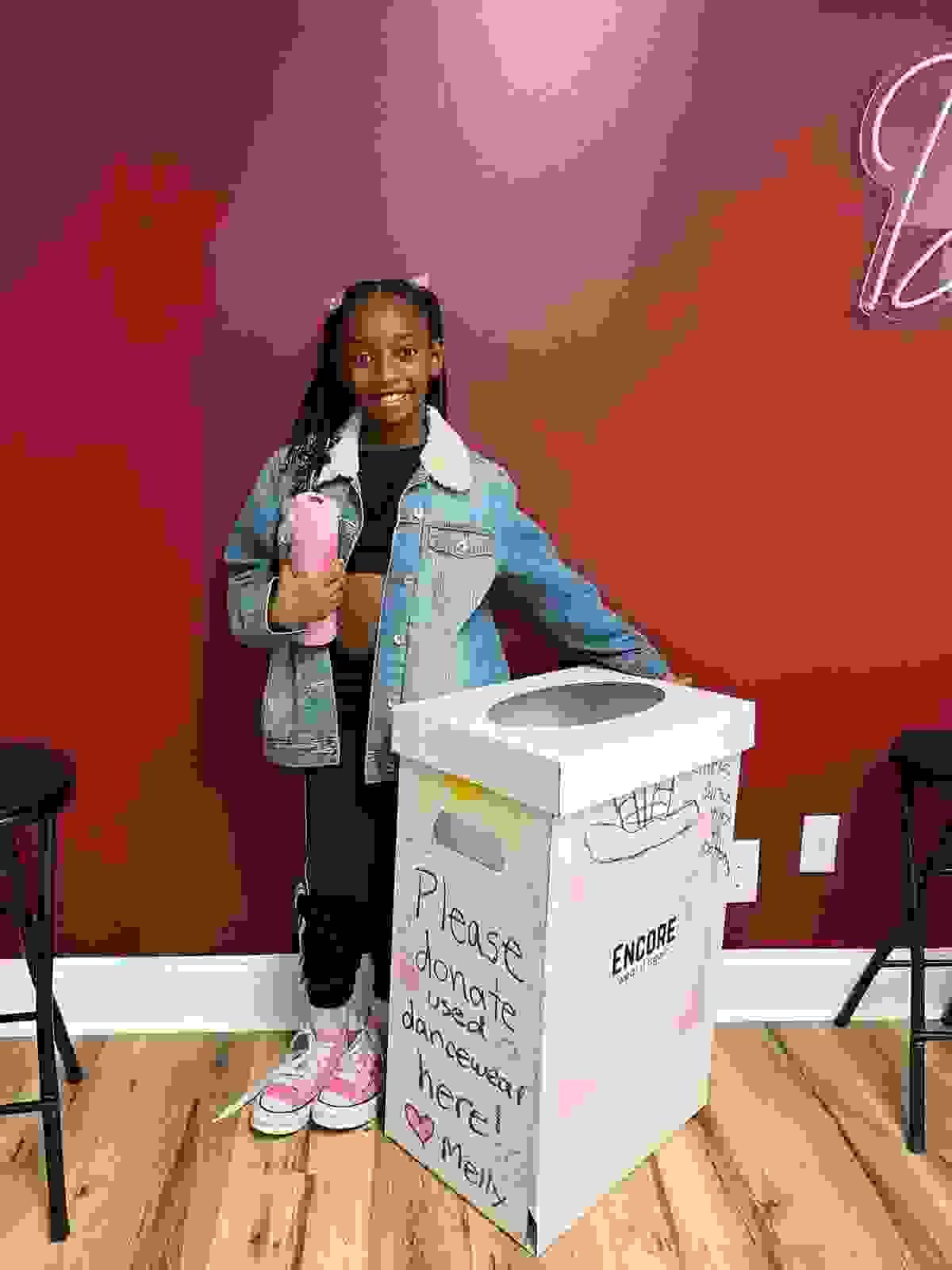 At Encore, we believe in the power of community and sharing. Our initiative not only provides gently used dancewear to those in need but also promotes sustainability by reducing waste. Every donation helps a dancer continue their passion without the financial burden of new gear. Community Impact What We Do What is Encore?
Encore is a community service initiative started by June Ella Hyams when she was in the 6th grade. Beautifully designed donation boxes are housed at dance studios throughout the Charleston, South Carolina area. Lightly used or new dancewear, athletic wear, and shoes are donated to the boxes, and once the box is near full, we collect, clean, and ship the items to those in need.
How did Encore begin?
June Ella noticed that she was growing quickly out of her new dancewear and her mother noticed she had even outgrown some dancewear that still had tags on them before she got the chance to wear them. This became the idea of sharing these clothes with other dancers. Dancewear can be expensive, so this program helps to ease the financial burden for growing dancers as well as putting the dancewear back into good use for their own "encore". At Encore, we believe in the power of community and sharing. Our initiative not only provides gently used dancewear to those in need but also promotes sustainability by reducing waste. Every donation helps a dancer continue their passion without the financial burden of new gear. Community Impact What We Do What is Encore?
Encore is a community service initiative started by June Ella Hyams when she was in the 6th grade. Beautifully designed donation boxes are housed at dance studios throughout the Charleston, South Carolina area. Lightly used or new dancewear, athletic wear, and shoes are donated to the boxes, and once the box is near full, we collect, clean, and ship the items to those in need.
How did Encore begin?
June Ella noticed that she was growing quickly out of her new dancewear and her mother noticed she had even outgrown some dancewear that still had tags on them before she got the chance to wear them. This became the idea of sharing these clothes with other dancers. Dancewear can be expensive, so this program helps to ease the financial burden for growing dancers as well as putting the dancewear back into good use for their own "encore".